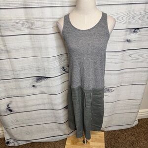 Monrow Gray Dress, linen blend skirt and soft stretch top